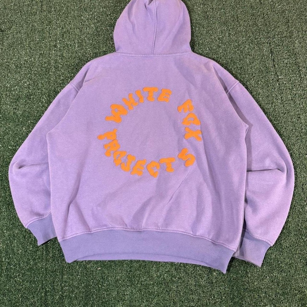 White Fox Project 5 Hoodie Purple Orange Graphic Sweatshirt S/M 0237